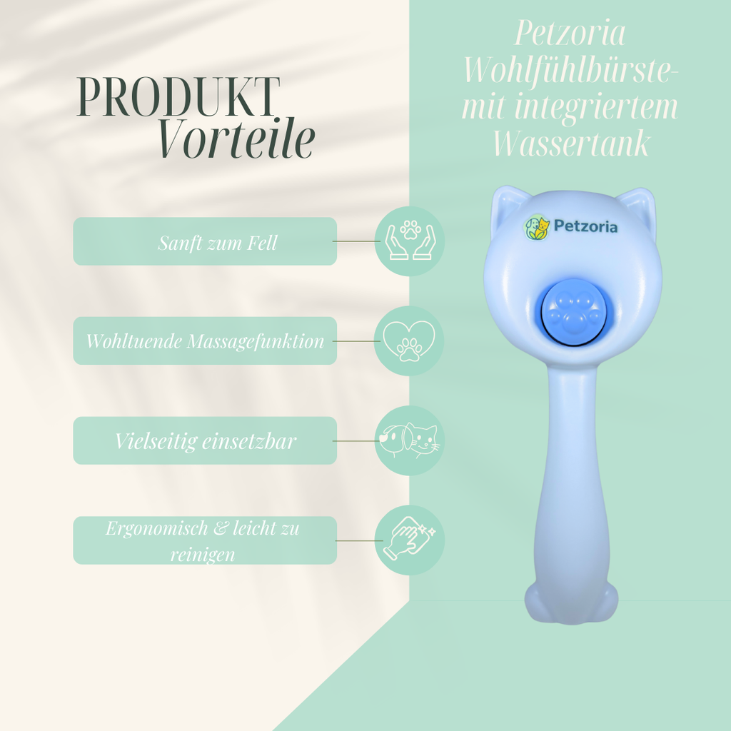 Petzoria Wohlfühlbürste- mit integriertem Wassertank